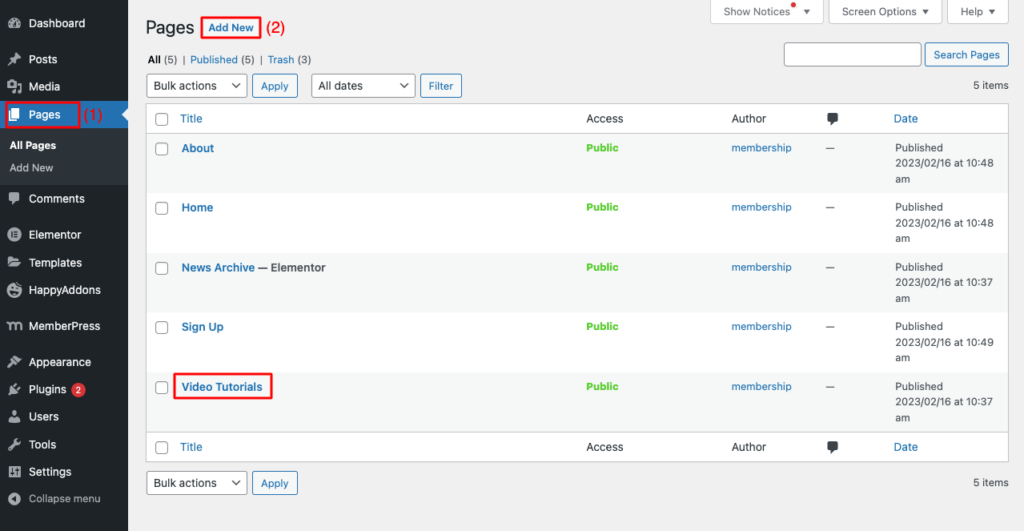 Come creare un sito di appartenenza con Elementor e HappyAddons 14 Create Parent Page for Membership Website