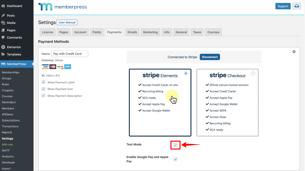Come creare un sito di appartenenza con Elementor e HappyAddons 6 Stripe Connected to Your WordPress Membership Site