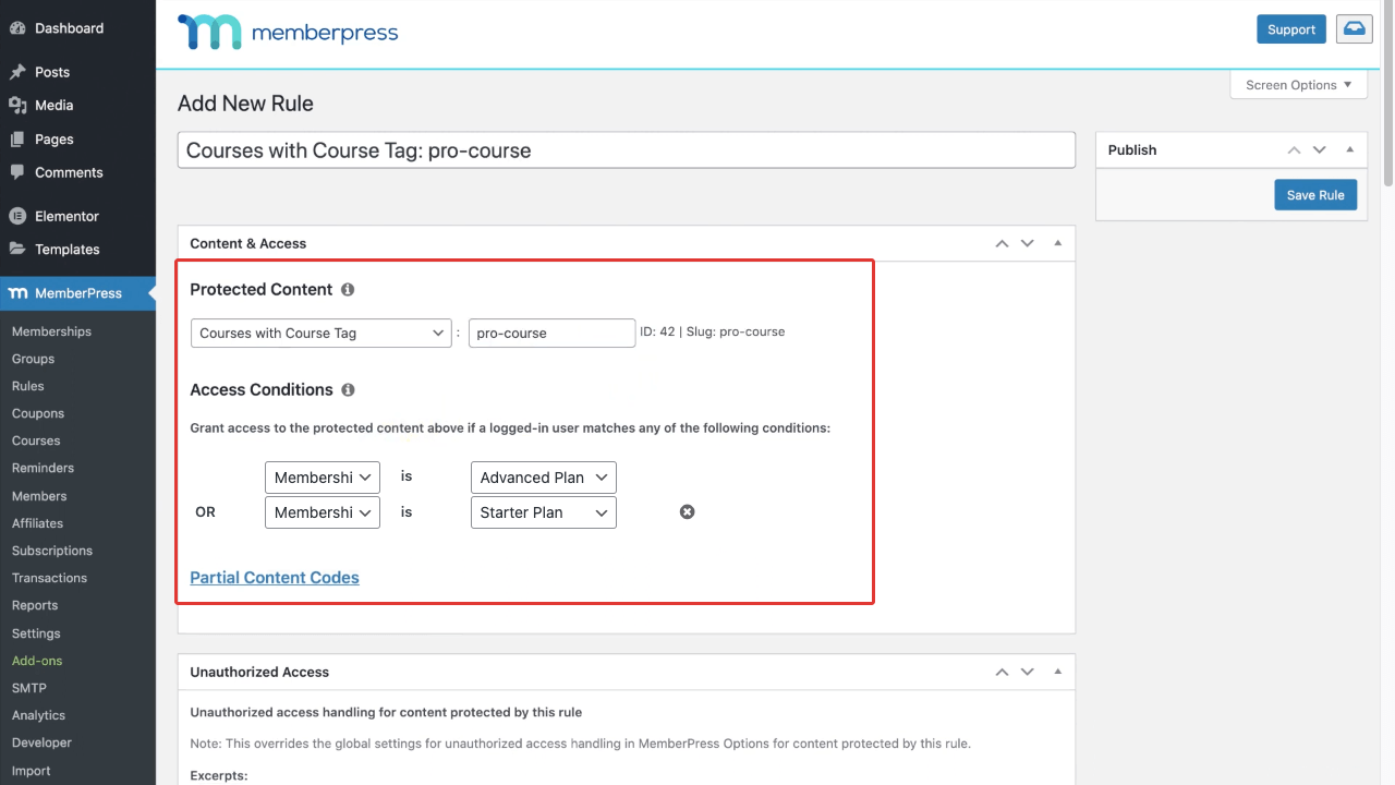 Come creare un sito di appartenenza con Elementor e HappyAddons 25 How to Add Rules to Premium Courses on Membership Website