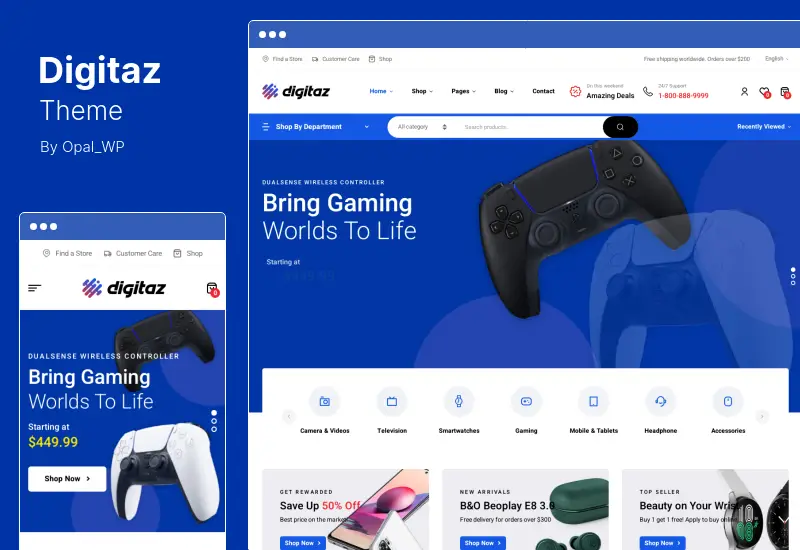 Digitaz テーマ - Electronics Elementor WooCommerce テーマ