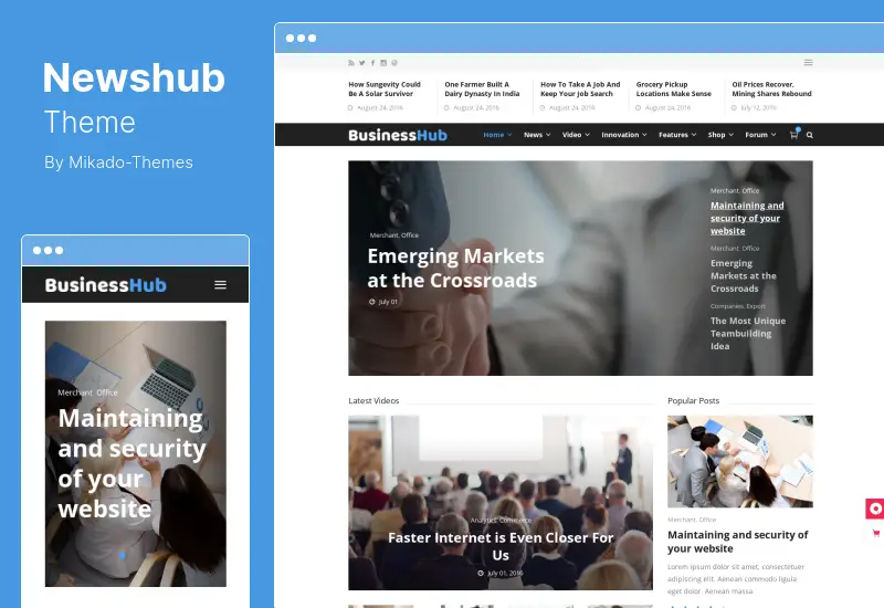 ธีม Newshub - ธีม WordPress พอร์ทัลนิตยสารและข่าวสาร