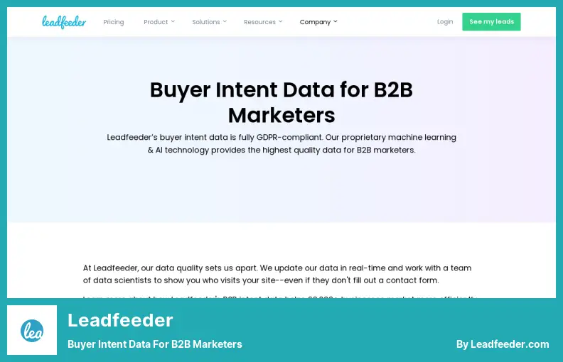 Leadfeeder - Données sur l'intention de l'acheteur pour les spécialistes du marketing B2B