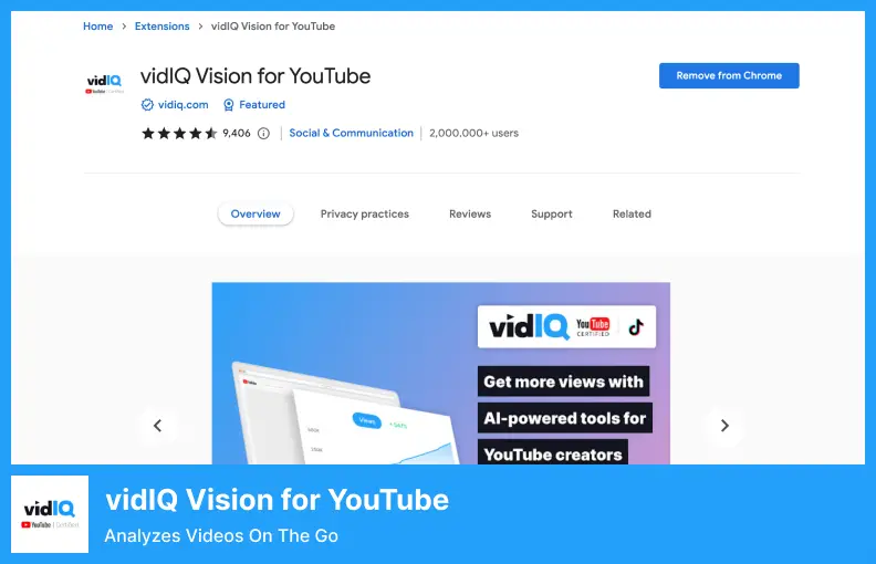 vidIQ Vision untuk YouTube - Menganalisis Video Saat Di Perjalanan