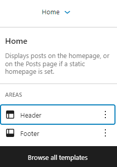 Vorlagenoptionen im Site-Editor