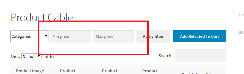 Filter- und Suchoptionen für Produkttabellen