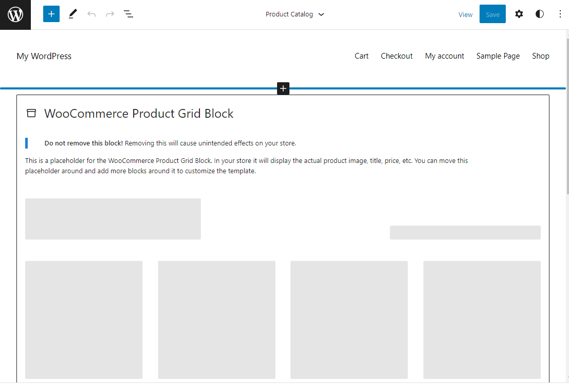 WooCommerce Product Grid-Block wird standardmäßig im Site-Editor angezeigt