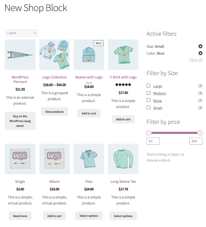 benutzerdefiniertes Design der Shop-Seite