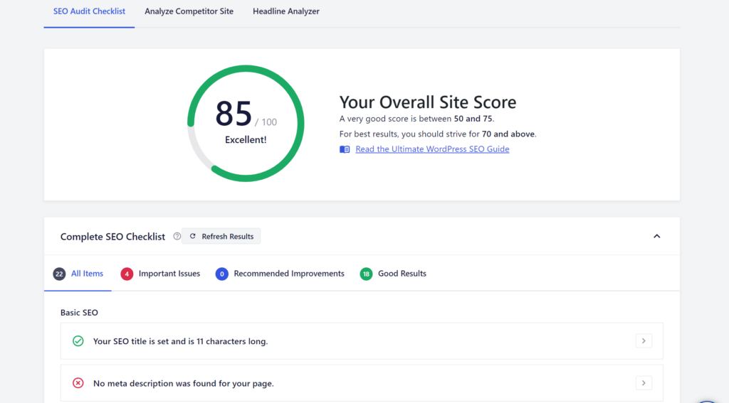 AIOSEOでのSEO監査 SEO audit in AIOSEO