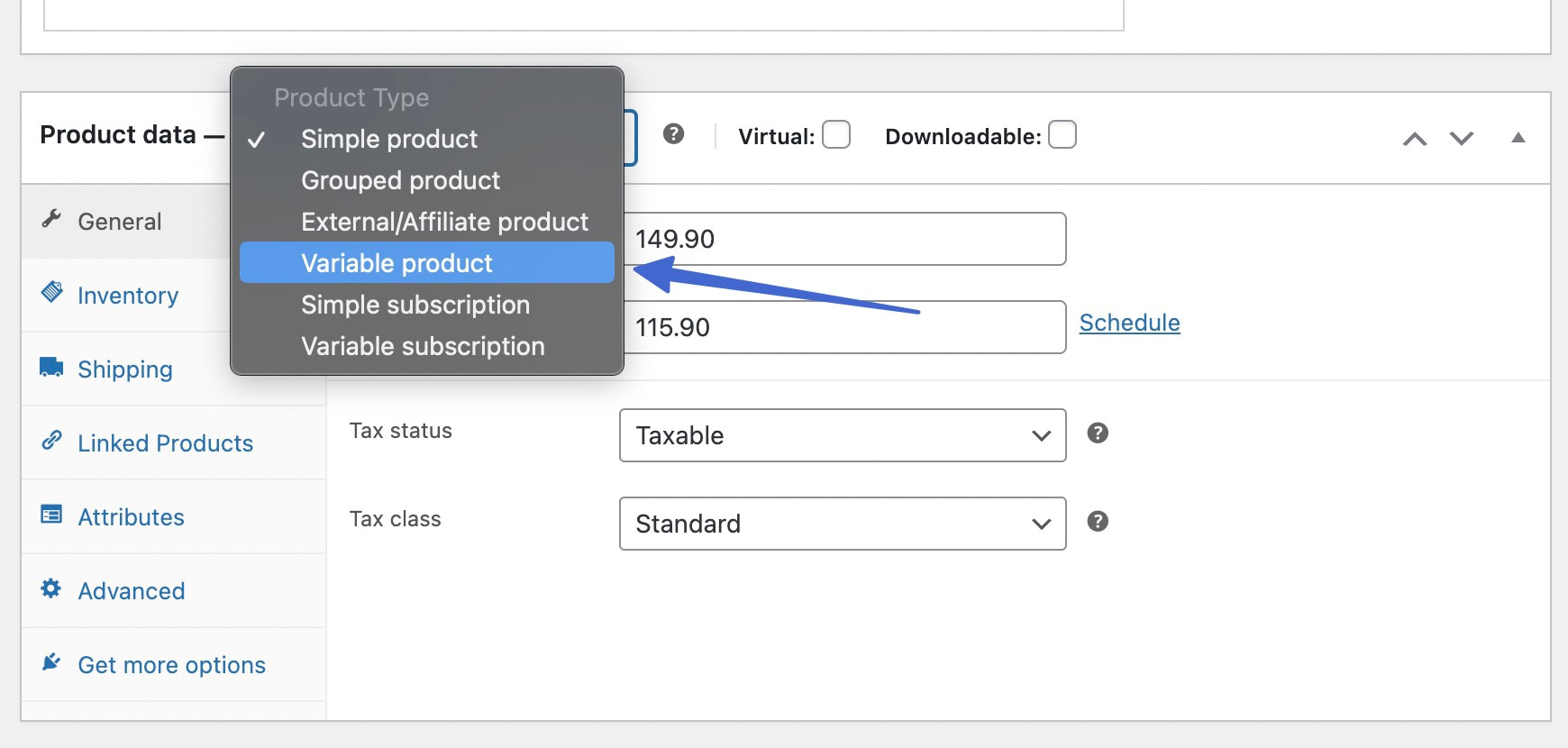 variables Produkt