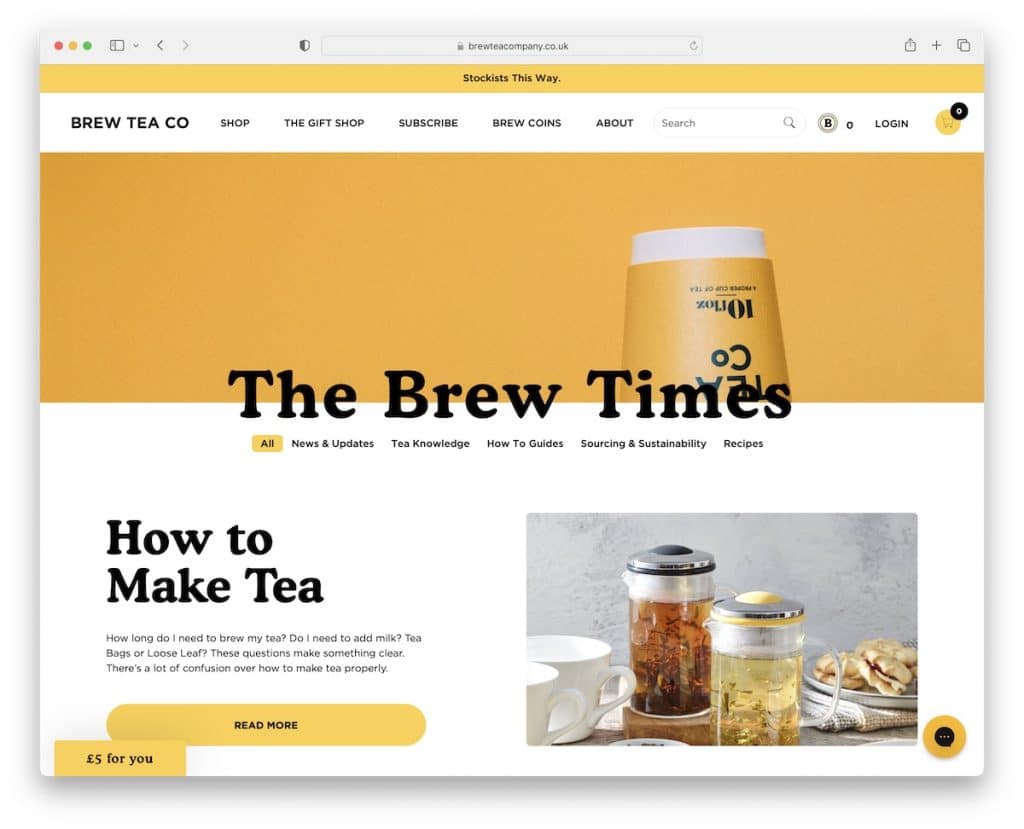 brew tea co 商业博客示例