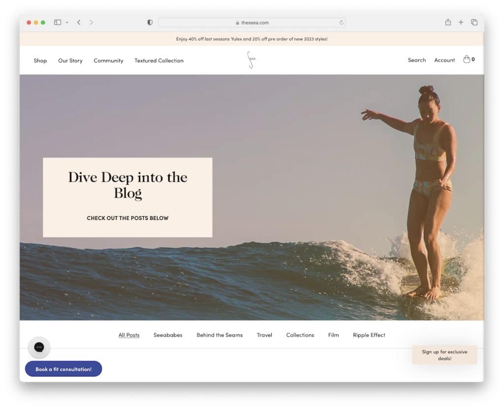 l'exemple de blog seea shopify