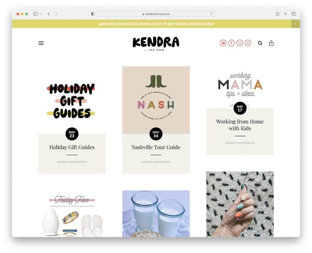 exemple de blogs kendra squarespace