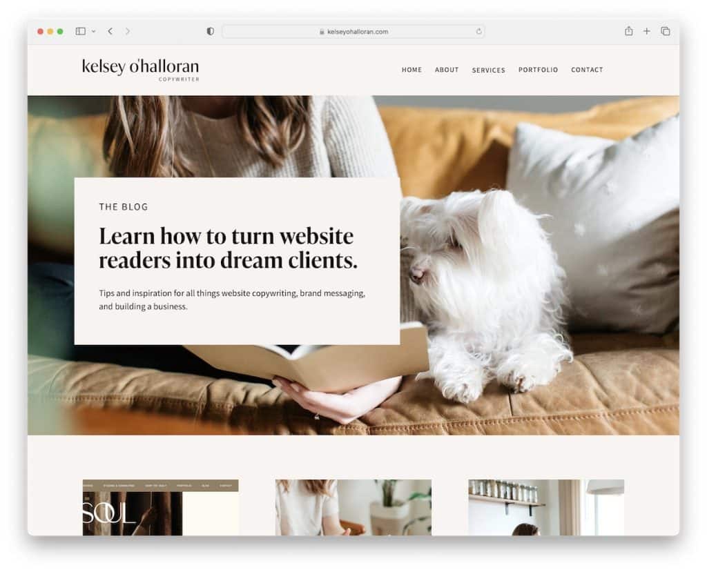 Kelsey Ohalloran Squarespace blogi przykład