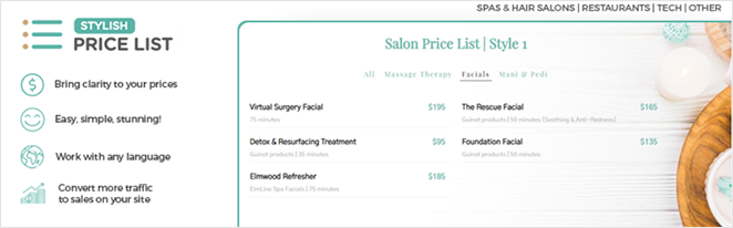 stylishpricelist SeedProd Stylish price list WordPress restaurant menu plugin