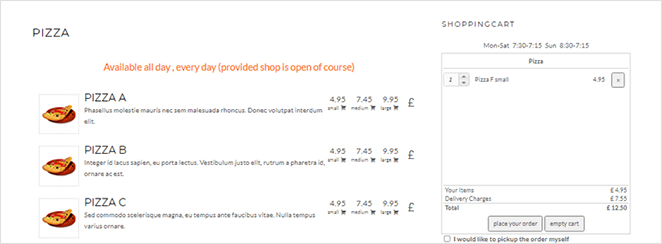 wppizzamenuexample SeedProd WPPizza menu example
