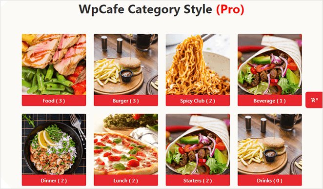 WPCafe menu example