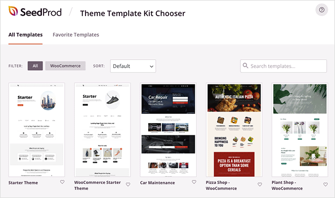 WebsiteKitslibrary SeedProd SeedProd theme template kit chooser