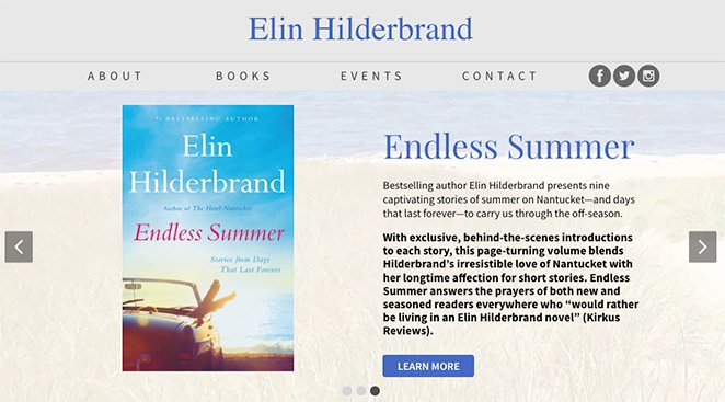 elinhilderbrandauthor 网站示例 SeedProd Elin Hilderbrand author website example