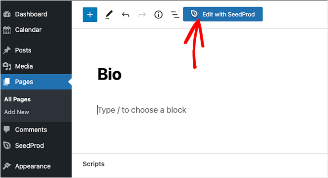 编辑WordPresspageseedprod1 SeedProd Edit a WordPress page with SeedProd