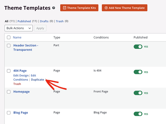How to duplicate a theme template