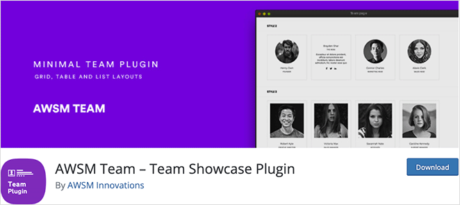 AWSM Team WordPress team showcase plugin