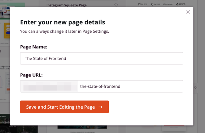 strona docelowaszczegóły1 SeedProd Enter your landing page details