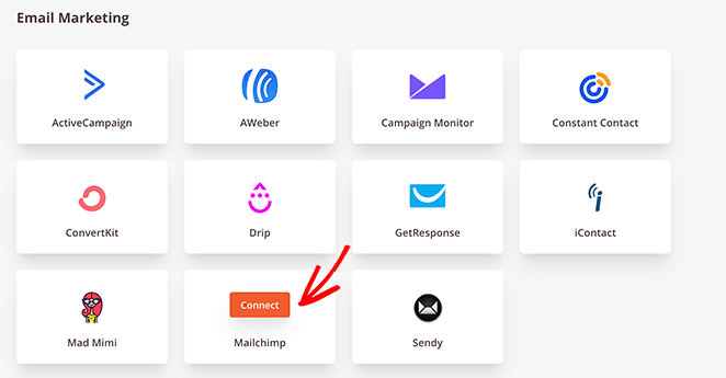 connectmailchimpmin SeedProd email marketing integrations
