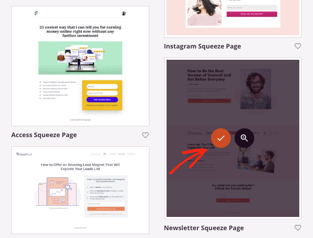 wybierz szablon strony docelowej SeedProd Select a survey landing page template