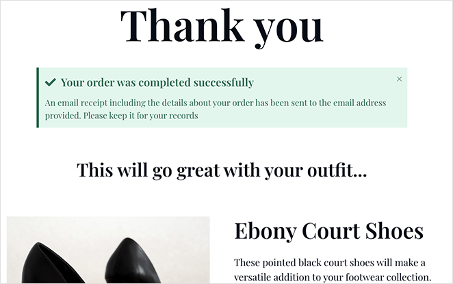 Erfolgsmeldung SeedProd order confirmation alert message WordPress