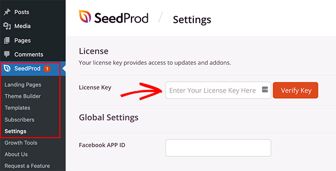 Seedprodthemebuilderlicensekey SeedProd enter your license key