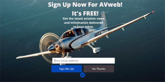 AVweb のウェルカム マットの例 Welcome mat example AVweb