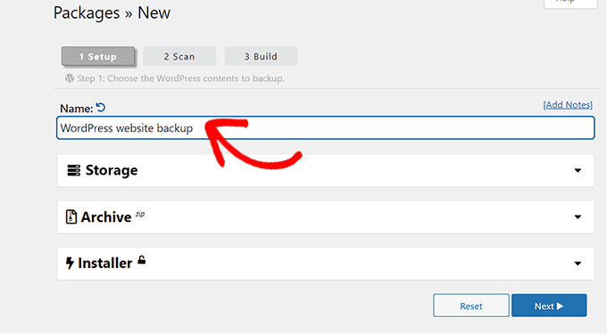 バックアップ名を選択してください Choose a backup name