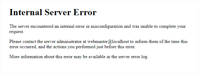 Apache の内部サーバー エラー ページ Internal server error page on Apache