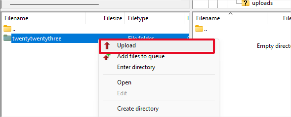 テーマファイルをアップロード Upload theme files