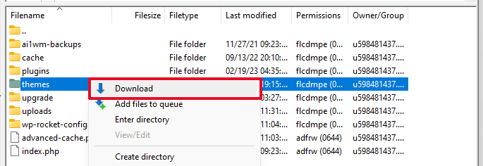 テーマフォルダをダウンロード Download theme folder