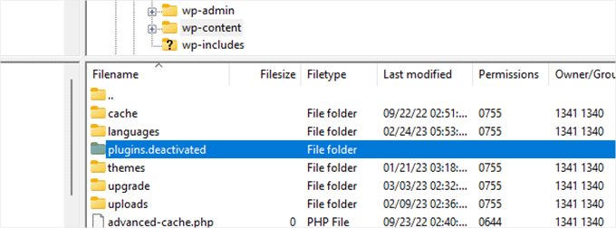 FTP経由で無効化されたプラグイン Plugins deactivated via FTP
