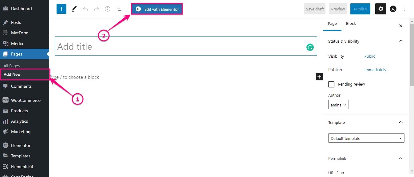 Elementor でサイトを編集する