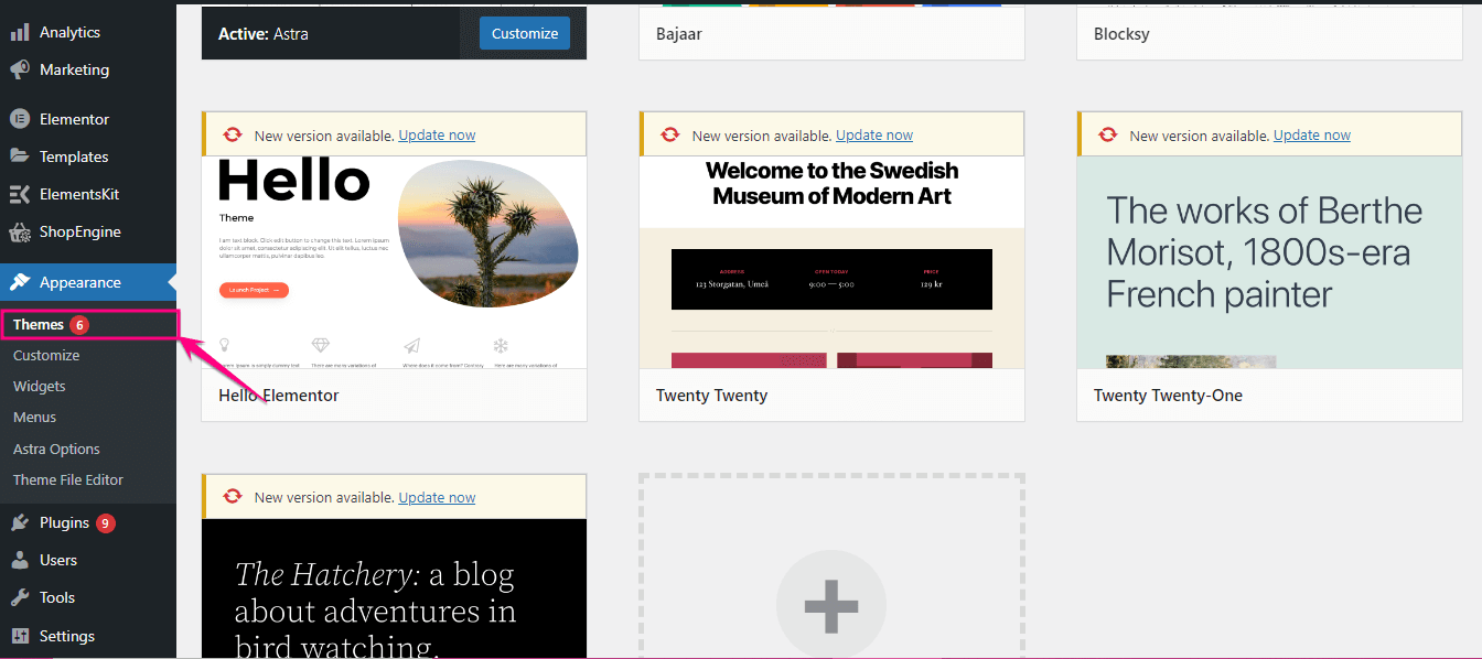 テーマをインストールして旅行予約 Web サイトを作成する