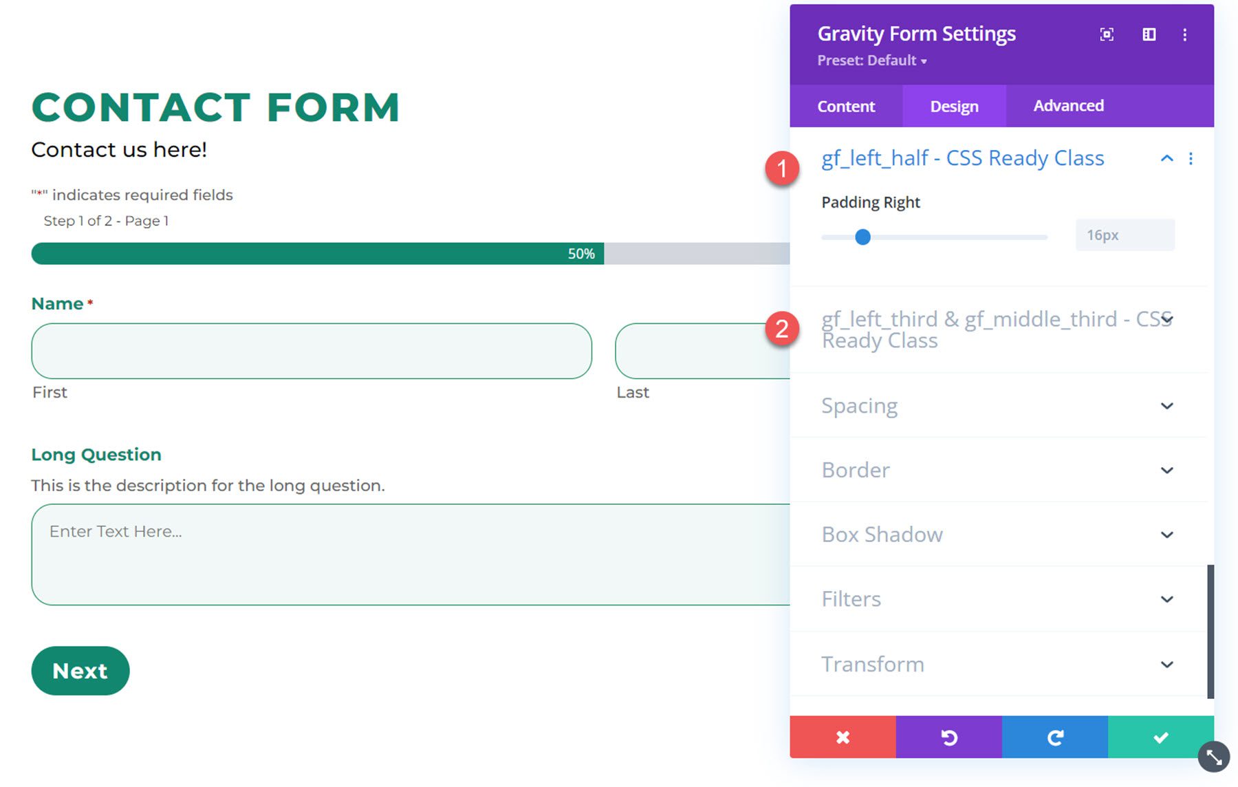 ปลั๊กอิน Divi เน้น Divi Gravity Forms CSS Ready Class