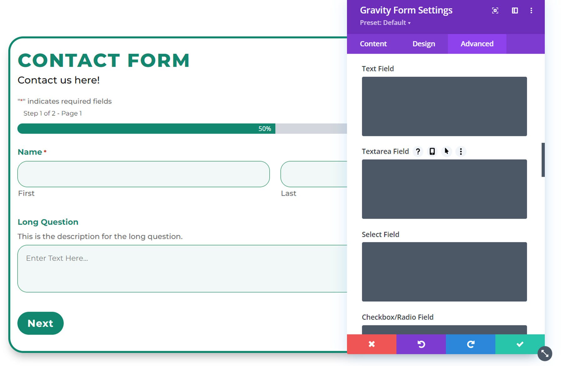 ปลั๊กอิน Divi เน้น Divi Gravity Forms Custom CSS 1