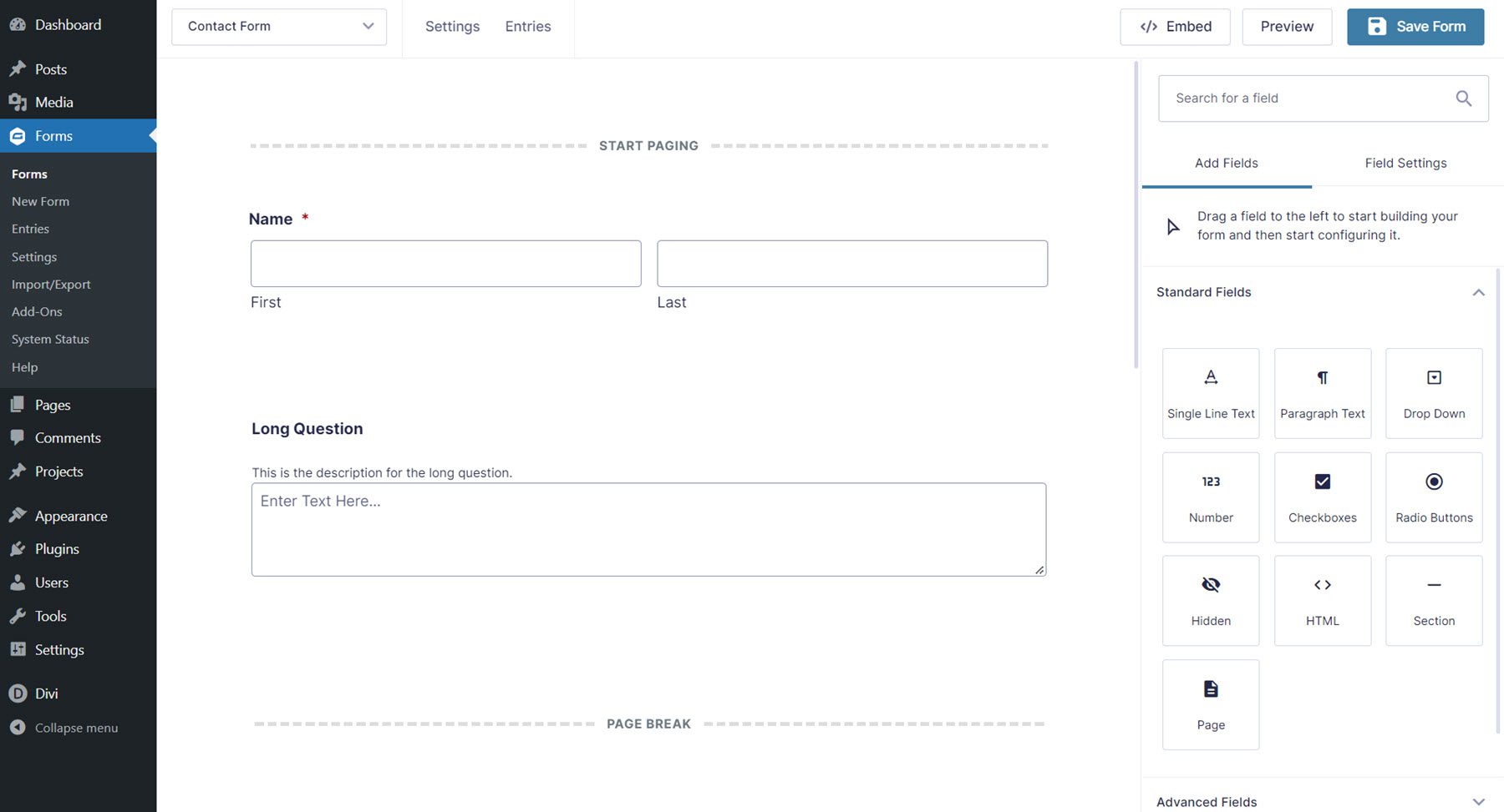 ปลั๊กอิน Divi ไฮไลท์ Divi Gravity Forms Build Form