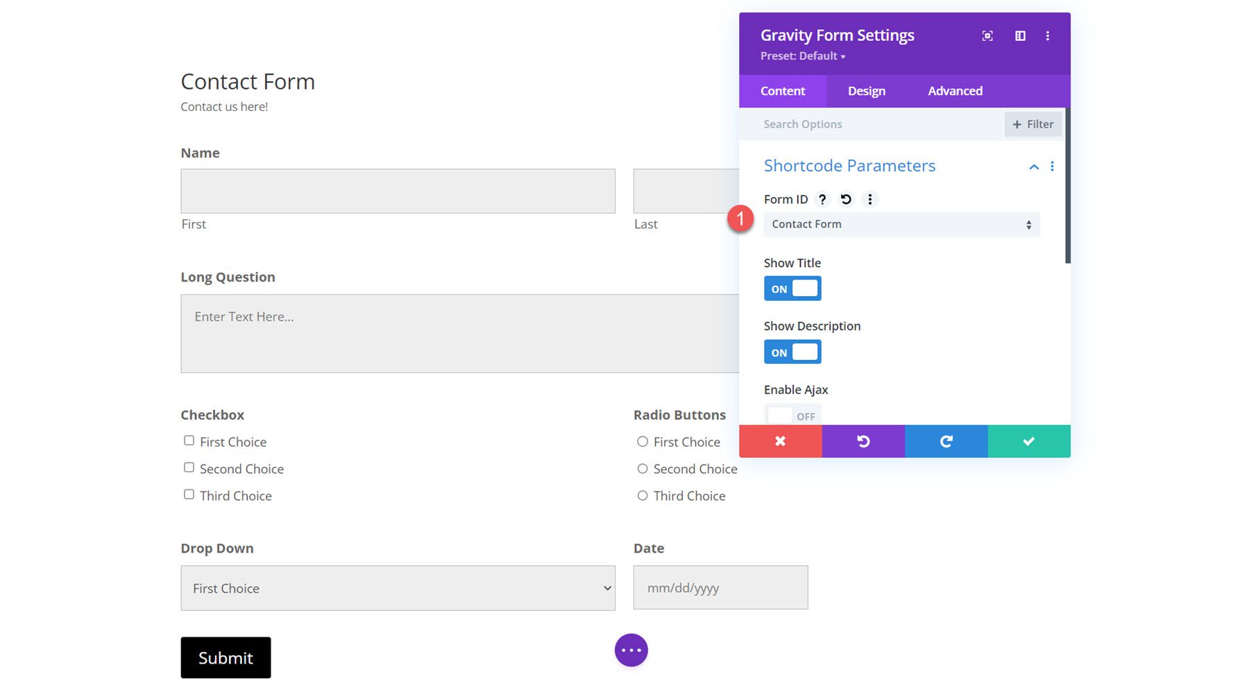 ปลั๊กอิน Divi ไฮไลต์ Divi Gravity Forms Form ID