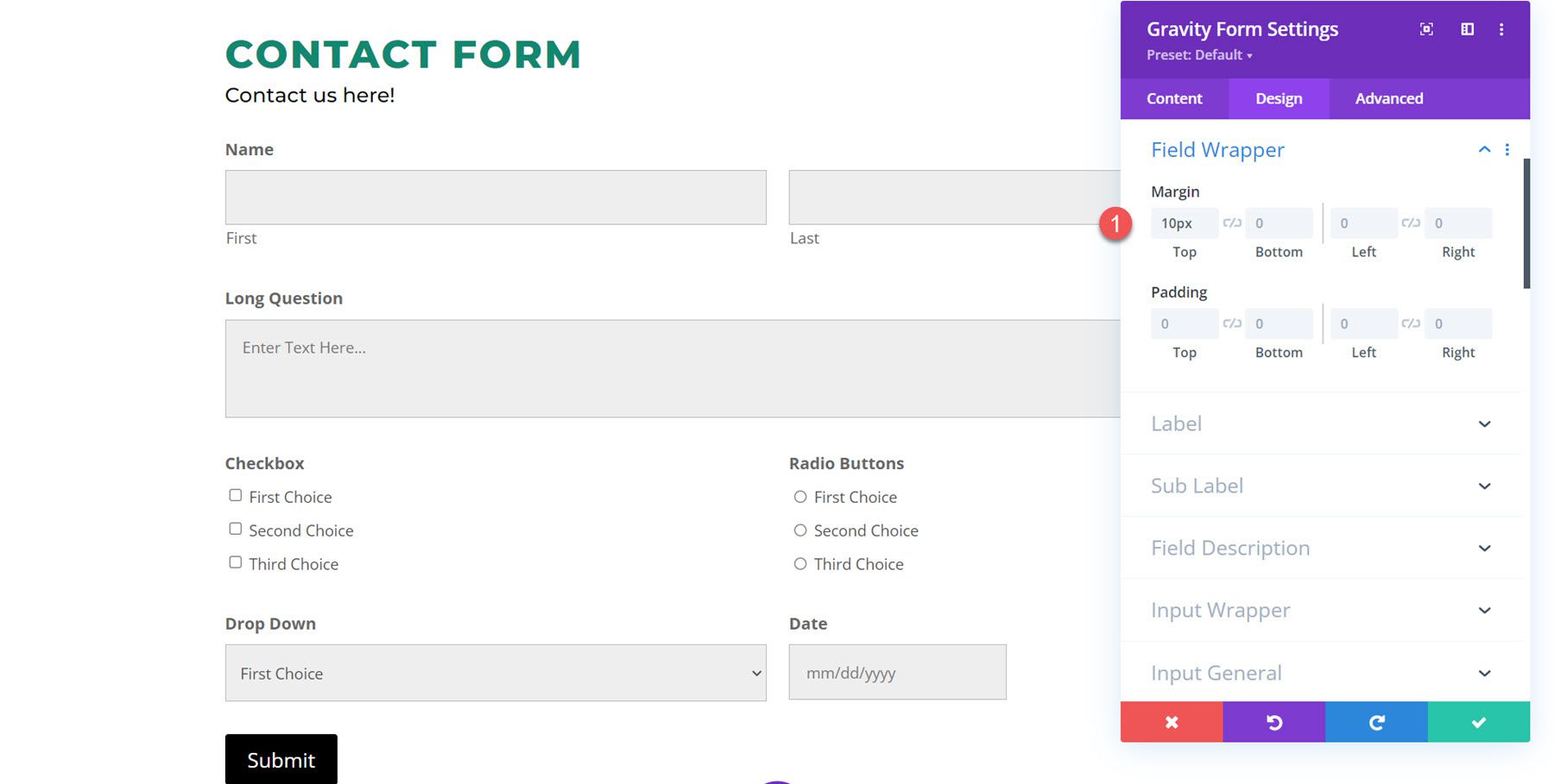 ปลั๊กอิน Divi ไฮไลต์ Divi Gravity Forms Field Wrapper