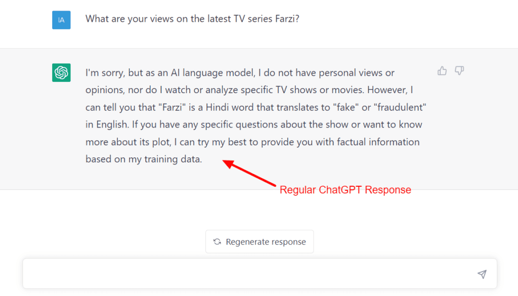 Risposta ChatGPT regolare