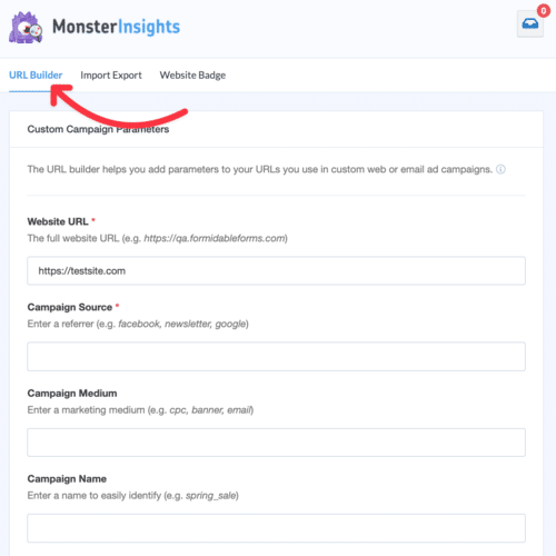 Generatore di URL in MonsterInsights