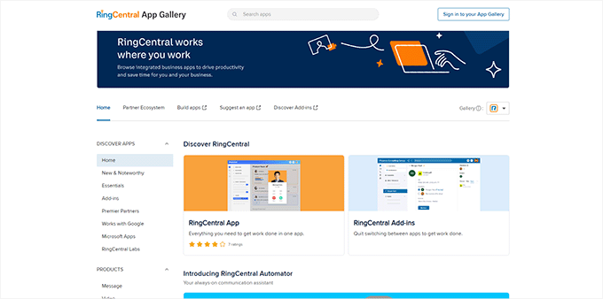 การรวม RingCentral RingCentral Integrations