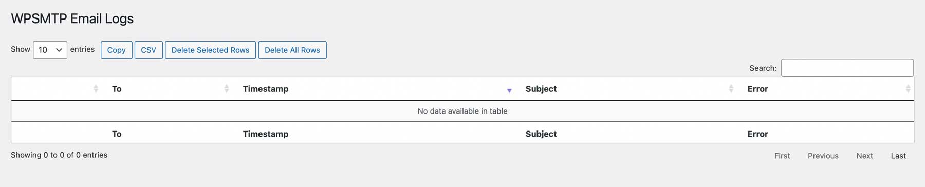 Registro e-mail SMTP WP