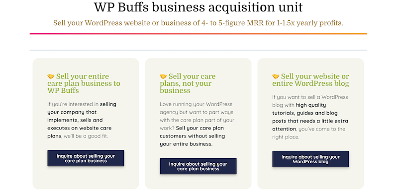 Acquisizione aziendale di WP Buffs