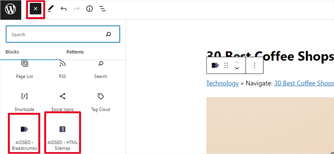 Блоки плагинов Plugin blocks