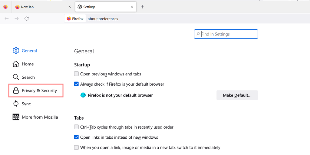 SSL_ERROR_NO_CYPHER_OVERLAP Firefox エラーを修正する方法? (4 方法) 12 Privacy & Security Settings in Firefox